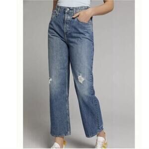 AG Knoxx High Rise Baggy Boyfriend Jeans 26 (29x27) Distressed Quiet Luxury NWT